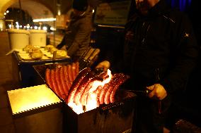 Traditional Blue Nyska Van Sausages In Krakow