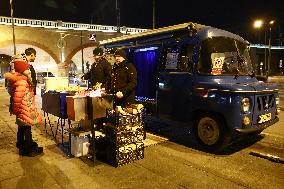 Traditional Blue Nyska Van Sausages In Krakow