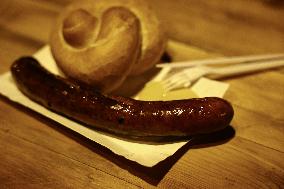 Traditional Blue Nyska Van Sausages In Krakow