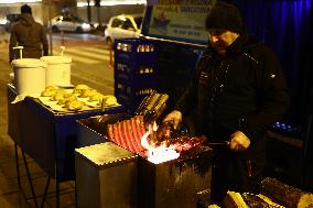 Traditional Blue Nyska Van Sausages In Krakow