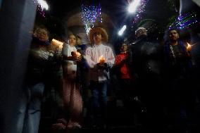 Residents Of The Town Of Culhuacán In Mexico City Participate In A Large Posada On Christmas Eve