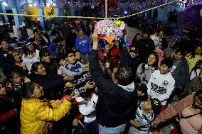 Residents Of The Town Of Culhuacán In Mexico City Participate In A Large Posada On Christmas Eve