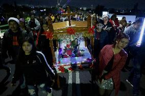 Residents Of The Town Of Culhuacán In Mexico City Participate In A Large Posada On Christmas Eve