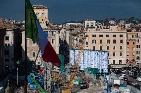 Murales Projet On Giant Silos In Piazza Venezia