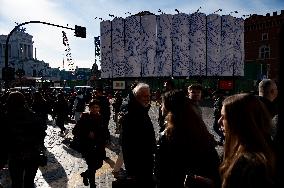 Murales Projet On Giant Silos In Piazza Venezia