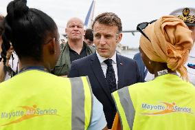 Macron Arrives In Mayotte