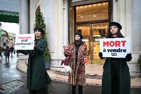 PETA activists in action at Printemps in Paris FA