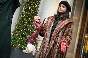 PETA activists in action at Printemps in Paris FA