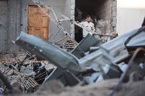 Aftermath of Israeli Airstrike in Gaza, Palestine