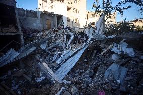 Aftermath of Israeli Airstrike in Gaza, Palestine