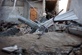 Aftermath of Israeli Airstrike in Gaza, Palestine