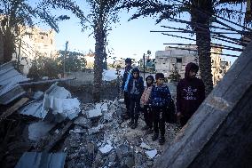 Aftermath of Israeli Airstrike in Gaza, Palestine