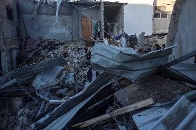 Aftermath of Israeli Airstrike in Gaza, Palestine