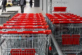 Shopping Carts Outside A Supermarket