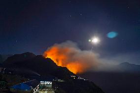 Fires Devour Forest Slopes Of Mardi Mountains, Nepal.