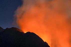 Fires Devour Forest Slopes Of Mardi Mountains, Nepal.