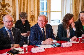 Francois Bayrou Receives Political Figures At Matignon - Paris