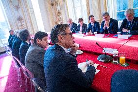 Francois Bayrou Receives Political Figures At Matignon - Paris