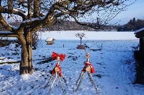 Festive Winter Scene By A Bavarian Lake