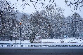 Snow-Covered Outdoor Pool