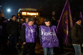 Protest Of Bus Drivers In Sofia.