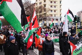 The 62nd Saturday Of The Demonstration In Support Of Palestine At The Corvetto District In Milan