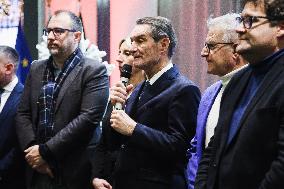 The Ceremony For The Traditional Exchange Of Christmas Greetings Between The President Of The Lombardy Region Attilio Fontana An