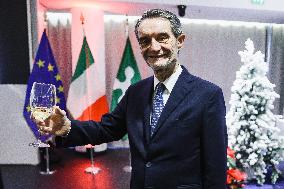 The Ceremony For The Traditional Exchange Of Christmas Greetings Between The President Of The Lombardy Region Attilio Fontana An