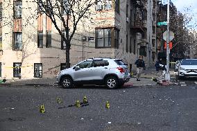 Crime Scene Investigators At Scene Of Man Dead After Being Shot In Mount Hope Section Of Bronx New York