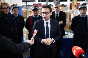 Stephane Sejourne visits customs officers freight zone -  Roissy-en-France