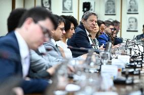 Finance Minister Fernando Haddad Talks To Journalists