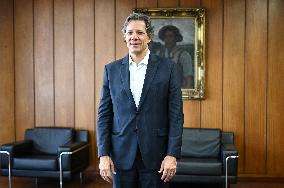 Finance Minister Fernando Haddad Talks To Journalists