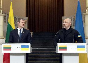 News conference of Ukrainian and Lithuanian PMs in Kyiv