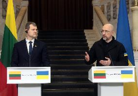 News conference of Ukrainian and Lithuanian PMs in Kyiv