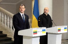 News conference of Ukrainian and Lithuanian PMs in Kyiv