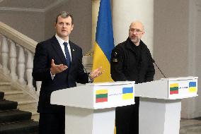 News conference of Ukrainian and Lithuanian PMs in Kyiv