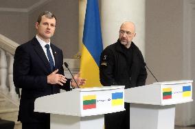 News conference of Ukrainian and Lithuanian PMs in Kyiv