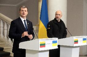 News conference of Ukrainian and Lithuanian PMs in Kyiv