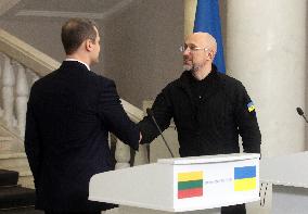 News conference of Ukrainian and Lithuanian PMs in Kyiv