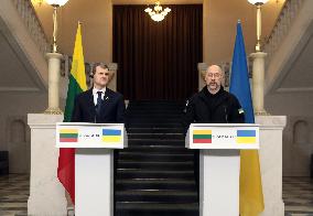 News conference of Ukrainian and Lithuanian PMs in Kyiv