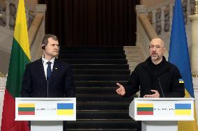 News conference of Ukrainian and Lithuanian PMs in Kyiv