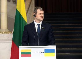 News conference of Ukrainian and Lithuanian PMs in Kyiv