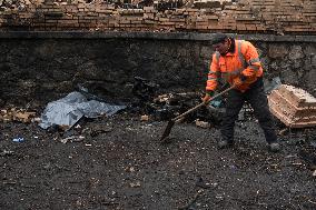 The Aftermath Of A Massive Russian Missile Strike In Central Kyiv