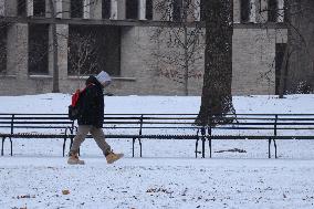 Frigid Temperatures And Snowy Weather In Toronto