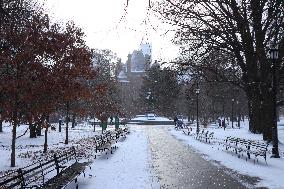 Frigid Temperatures And Snowy Weather In Toronto