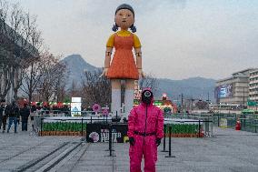 Young-hee, Giant Doll Of Squid Game In Seoul, South Korea