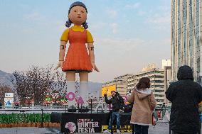 Young-hee, Giant Doll Of Squid Game In Seoul, South Korea