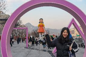 Young-hee, Giant Doll Of Squid Game In Seoul, South Korea