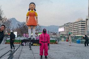 Young-hee, Giant Doll Of Squid Game In Seoul, South Korea