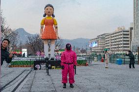 Young-hee, Giant Doll Of Squid Game In Seoul, South Korea